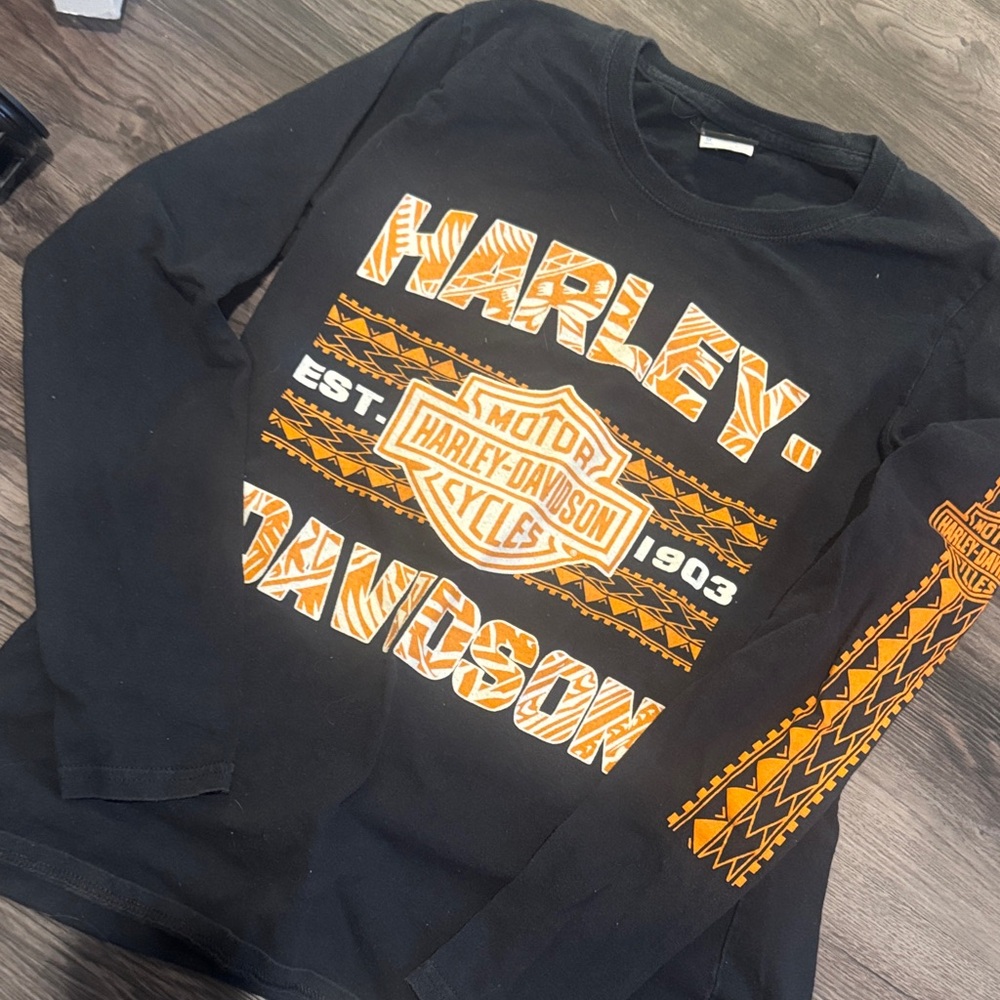 Harley-Davidson Honolulu Black Shirt with  Orange Graphics